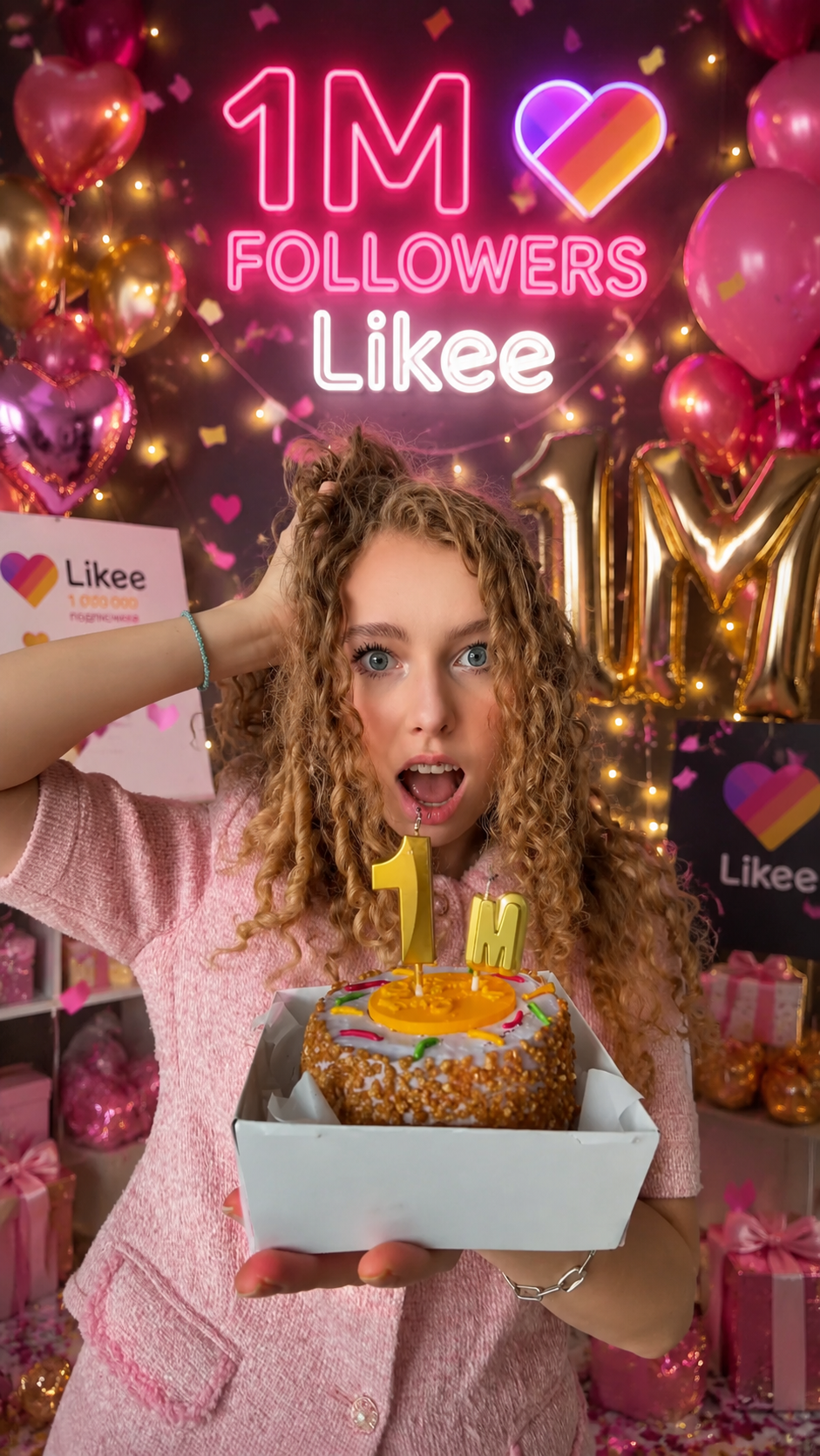 Празднование 1 миллиона подписчиков в Likee